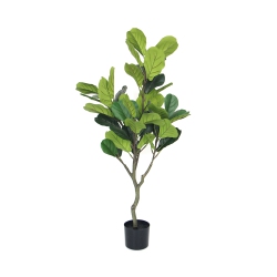WINGOMART 135Cm Realistic Artificial Fiddle Tree – 56 Leaves – Tropical Floor Plant \w Premium Pot And Ultra Natural Touch – Home, Office