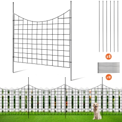 VEVOR 36.6In(H) X29.5In(L) Garden Fence, Animal Barrier Fence, Underground Garden Fencing \w 2.5 Inch Spike Spacing, Metal Dog Fence for The Yard
