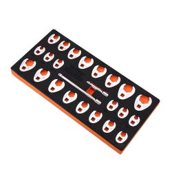 VEVOR 3/8" Drive Crowfoot Wrench Set \w 2 Extension Bars, 24-Piece Crows Foot Wrench Set, Sae 3/8"-1" And Metric 10-22Mm, Cr-Mo Steel Crowfoot