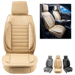 VEVOR Seat Covers, Universal Car Seat Covers Front Seats, 2PCs Faux Leather Seat Cover, Semi-Enclosed Design, Detachable Headrest And Airbag