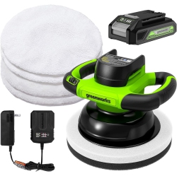 GREENWORKS Cordless Buffer & Polisher | 10" Orbital Head | 20V Battery & Charger Included | Variable Speed | Lightweight Design | for Cars, Boats &