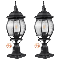 VEVOR 2 Pack Outdoor Post Light, 20.87 In, Waterproof Light Fixtures \w 5.5 In Pier Mount Base Glass Shade, Lightning-Proof Exterior Pole Column