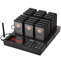 VEVOR 24 Restaurant Pager System, Wireless 400M Long Range Lineup Waiting Queue Signal, Guest Customer Calling Beepers \w Vibration & Flashing, For