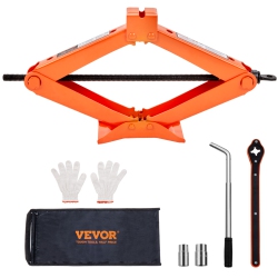 VEVOR Scissor Jack, 2.5Ton/5512 Lbs Scissor Car Jack, 3.7"-17.1" Lifting Range Scissor Lift Jack \w Ratcheting Handle And L-Wrench, Portable Tire
