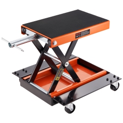 VEVOR Motorcycle Lift, 1100 Lbs Motorcycle Lift Atv Scissor Lift Jack \w Dolly & Hand Crank, Center Hoist Crank Stand \w Wide Deck & Tool Tray For