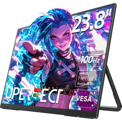 UPERFECT 23.8" 100Hz Freesync Ips HDr Gaming Portable Monitor \w USB-C, HDMI, Vesa Mount & 180° Adjustable Stand Perfect for Laptops, Switch, Phones
