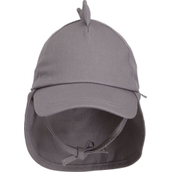 CALIKIDS Organic Cotton Ball Hat With Flap - (M, 3-9 Months) In Grey