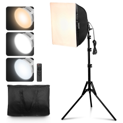 VEVOR 16" X 16" Softbox Lighting Kit, Professional Softbox \w 45W Led Bulbs, 3000-6500K Adjustable Color Temperature, Tripod Stand, Studio Lights