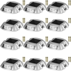 VEVOR Solar Pathway Lights, 12-Pack, White, Includes Screws, Weatherproof Outdoor Deck Lights, 6 Led, Ideal for Garden Paths, Walkways, Driveways &