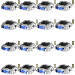 VEVOR 16-Pack Driveway Lights, Solar Driveway Lights \w Switch Button, Solar Deck Lights Waterproof, Wireless Dock Lights 6 Leds for Path Warning