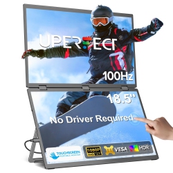 UPERFECT 18.5" 100Hz Dual Touchscreen Monitor \w HDr, 360° Folding, Vesa & Stand for Laptop, PC, Phone, Game Console (Plug & Play, No Driver Needed)
