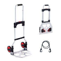 VEVOR 176 Lbs Load Capacity, Folding Hand Truck, Aluminum Portable Cart, Convertible Hand Truck And Dolly \w Telescoping Handle And Rubber Wheels
