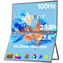 UPERFECT Delta 23.8" 100Hz Dual Monitor Portable Screen Extender \w 1080P HDr, 360° Folding, Vesa Mount for Laptop, PC, Phone, Game Console (No