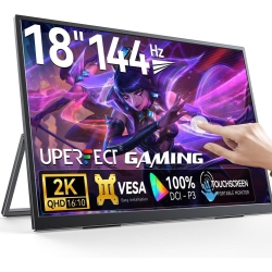 UPERFECT 18" 2K 144Hz Portable Touchscreen Gaming Monitor - Qhd 2560X1600, 100% Dci-P3, Freesync, HDr, Vesa, Slim Frameless, for PC, Laptop