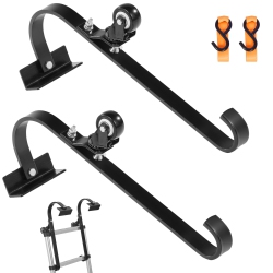 VEVOR Ladder Roof Hook, 2 Pack \w Fixed Wheel & Swivel Bar, Wheel Heavy Duty Steel Ladder Stabilizer, Roof Ridge Extension, 600 Lbs Weight Rating
