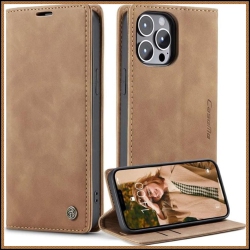 CASEME Big Deal - Wallet Case Anti-Fall Retro Handmade Leather Magnetic Flip Case Card Slot for Iphone 13 Pro Max