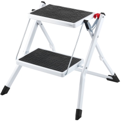 VEVOR 330Lbs Capacity Step Ladder 2-Step ，ergonomic Folding Steel Step Stool \w Wide Anti-Slip Pedal, Sturdy Step Stool for Adults Toddlers