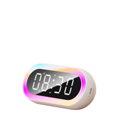 GREEN SCENIC Modern Digital Alarm Clock With RGB Night Light RGB Mood Light Stereo Surround Sound Colorful HD Speakers (Cream White)