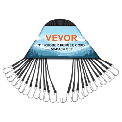 VEVOR 50 Piece Flat Bungee Cord, 19.8 MM Heavy Duty Bungee Straps With Steel S-Hooks, 31" Elastic Bungee Rope for Cargo, Tarps, Trucks And Tent