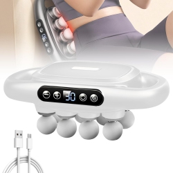GREEN SCENIC 8-Head Fascia Gun Muscle Massager With Strong Force for The Whole Body, Upper And Lower Legs, Electric Multi-Head Massage Gun——White