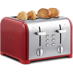KENMORE 4-Slice Toaster, Extra Wide Slots, Adjustable Browning, Bagel & Defrost Settings Stainless Steel In Red