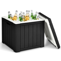 GYMAX Patio 10 Gallon Ice Cube Cooler Box Table Stool Storage W/handle