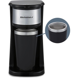 ELITE GOURMET Ehc112 Personal Single-Serve Coffee Maker With 14OZ. Stainless Steel Travel Mug And Reusable Filter