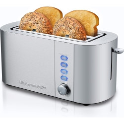 ELITE GOURMET Ect4123 4-Slice Long Slot Toaster With Extra Large Slots, 6 Toast Shade Settings, Bagel, Defrost & Cancel Functions