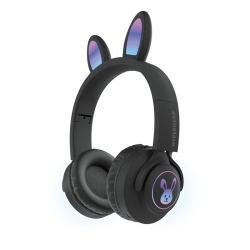 TNTECH Hypergear Headphones Bluetooth Bunny Tracks Built In Mic Soft Memory Foam Ear Cushions Foldable Design 10Hr Play Time – In Black