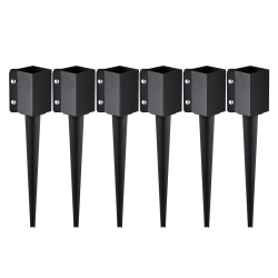 VEVOR 6 Pack Fence Post Anchor Ground Spike, 24 X 4 X 4 Inches Outer Diameter (Inner Diameter 3.5 X3.5 Inches), Metal Powder Coated Post Stake