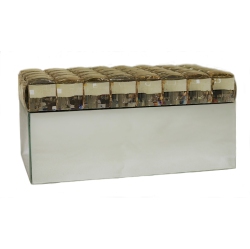 ELEGANCE Diamond Crystal Beaded Color Mirror Jewelry Box In Champagne