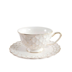 ELBY GIFT 6 OZ Tea Cup & Saucer Dots In Gold