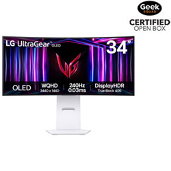 Open Box - LG UltraGear 34" Ultrawide WQHD 240Hz 0.03ms GTG Curved OLED G-Sync/FreeSync Gaming Monitor (34GS95QE-W)