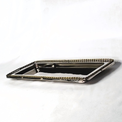 ELEGANCE Stainless Steel Silver Vanity Tray 14 X 5.75" Plated W/twisted Border In Gold