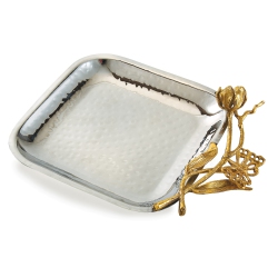 ELEGANCE Butterfly Square Tray In Gold