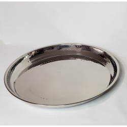 ELEGANCE Stainless Steel Round Tray, Partially Hammered, 14" In Silver