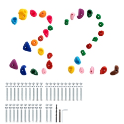 VEVOR 32 Rock Climbing Holds, Multi-Size And Multi-Colored Climbing Rocks for Kids And Adults, Rock Wall Holds \w Mounting Hardware, Climbing Wall