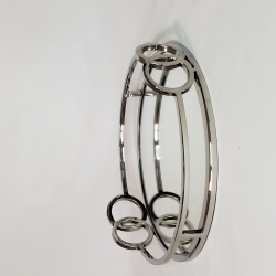 ELEGANCE Luxury Stainless Steel Round Vanity Tray With Mirror 11" In Silver