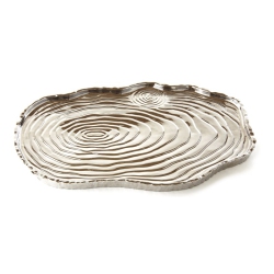 JIALLO CANADA Jiallo Botanic Collection 16X10" Titanium Porcelain Tree Bark Tray In In Silver