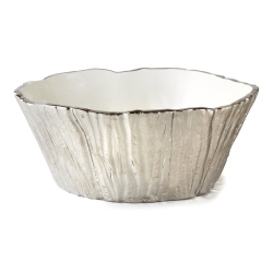 JIALLO CANADA Jiallo Botanic Collection 10.5" Titanium Porcelain Tree Bark Bowl In In Silver
