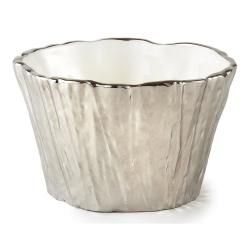 JIALLO CANADA Jiallo Botanic Collection 5" Titanium Porcelain Ceramic Tree Bark Bowl In In Silver