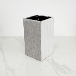 JIALLO Ceramic Square Vase 5X5X8 In Silver