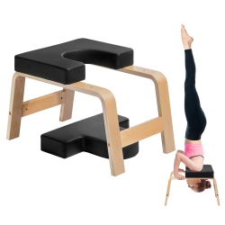VEVOR 300 Lbs Yoga Headstand Bench, Yoga Inversion Chair for Family Gym, Headstand Trainer \w Wood Frame & Pu Pad, Stand Yoga Stool for Strength