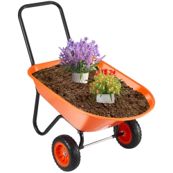 VEVOR 5 Cu. Ft. Load & 397 Lbs Capacity Wheelbarrow Cart, 2 Wheels Garden Dump Cart, Garden Wagon \w Handle & 10" Wide Track Wheels, Easy Loading