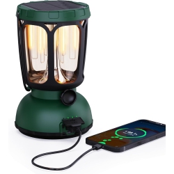 PETGINHOME 6000Mah Rechargeable Camping Lantern- Led Camping Lamp Solar Lantern \w Hand Crank, Ajustable Brightness Camping Light for Tent