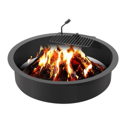 VEVOR 40-In Outer/36-In Inner Diameter, 8.5In Height, Fire Pit Ring, Fire Pit Insert \w Barbecue Fire Ring, Carbon Steel Liner Diy Campfire Ring