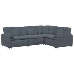 VIDAXL Modular Sofa With Cushions Velvet Dark In Grey
