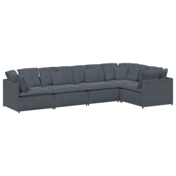 VIDAXL Modular Sofa With Cushions Velvet Dark In Grey