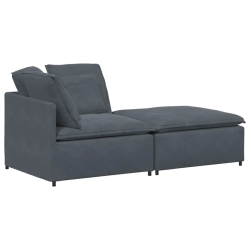 VIDAXL Modular Sofa With Footstool&cushions Velvet Dark In Grey