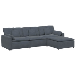 VIDAXL Modular Sofa With Footstool And Cushions Dark In Grey